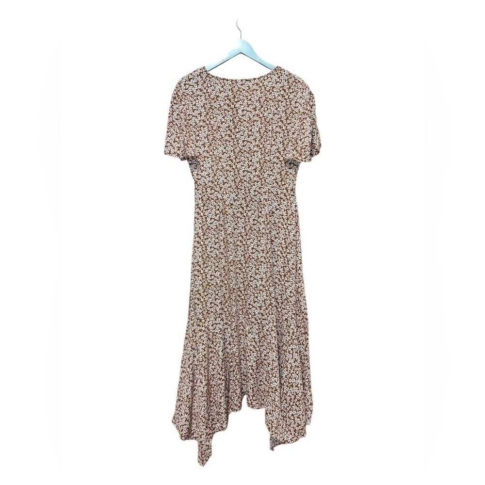 Loveriche Rust Floral Ruffle Midi Dress Flutter Sleeve – Large - Picture 3 of 6